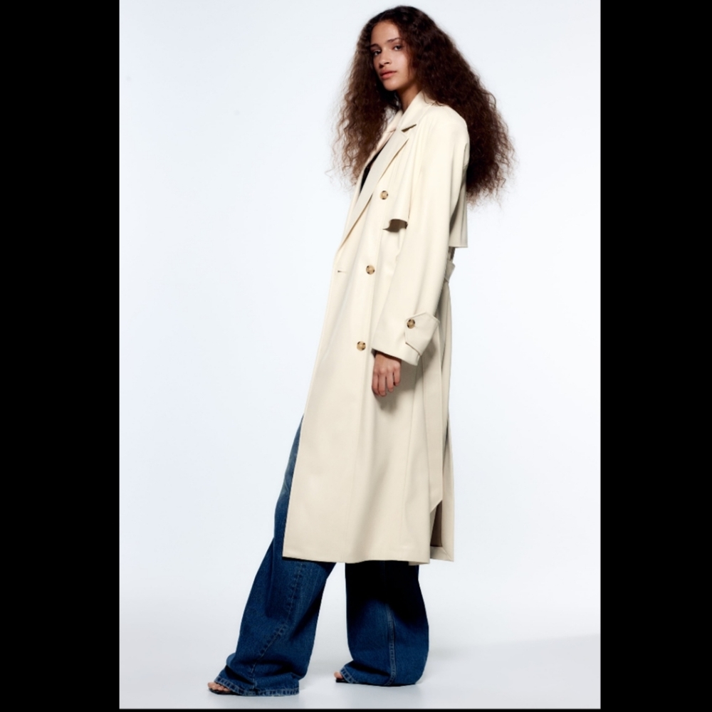 BNWT! Zara Faux Leather Trench Coat (M-L)